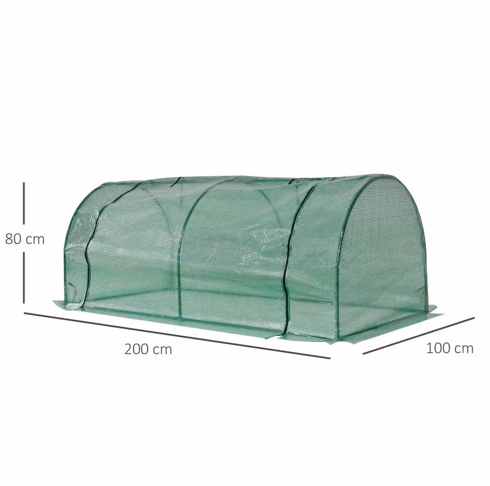 STILVORA Mini Greenhouse with 2 Doors, Green, W: 200 cm, D: 100 cm, H: 80 cm – 3