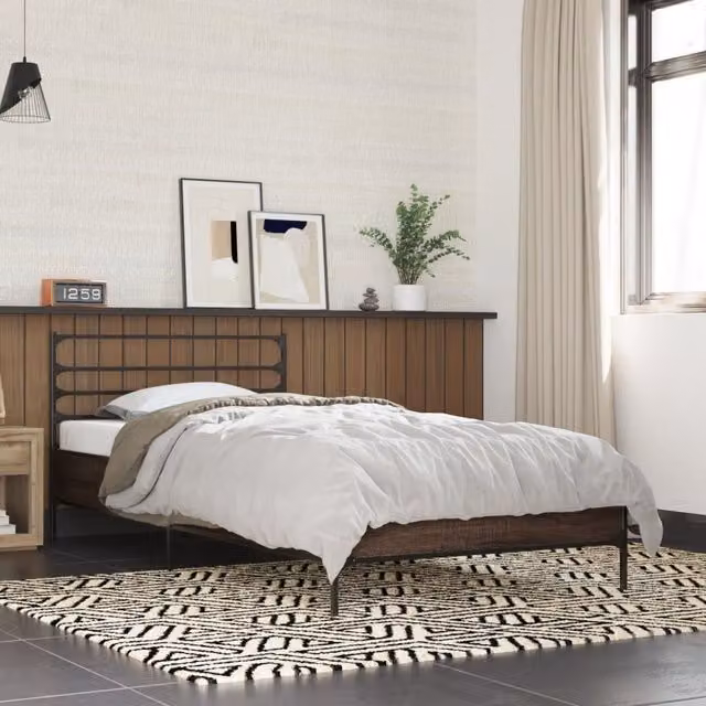 Berkfield Home Bed Frame in Brown Oak, W/D/H: 90 x 200 cm