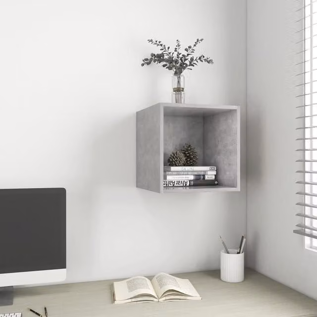 Berkfield Home Modern Wall Mounted Cabinet in Concrete Grey, W/D/H: 37 x 37 x 37 cm – 1