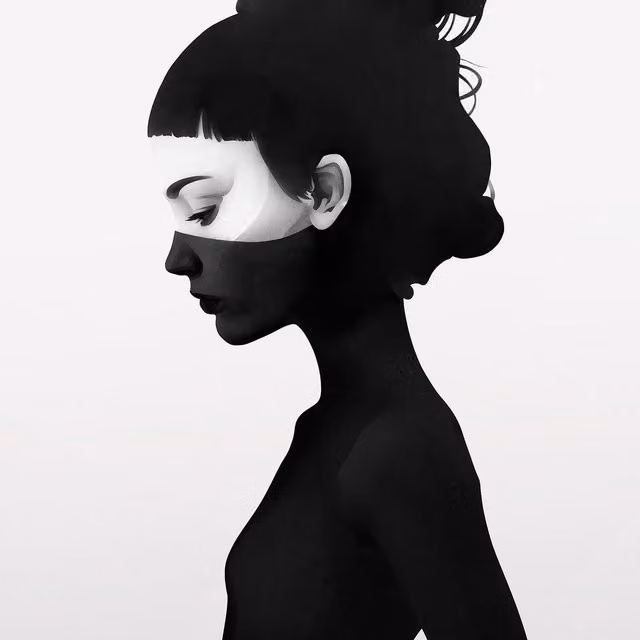 I Am Not Here Abstract Modern Wall Mural in White and Black