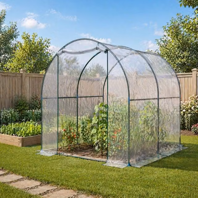STILVORA Walk-In Greenhouse with Roll-Up Door, Transparent, W: 250 cm, D: 200 cm, H: 200 cm – 1