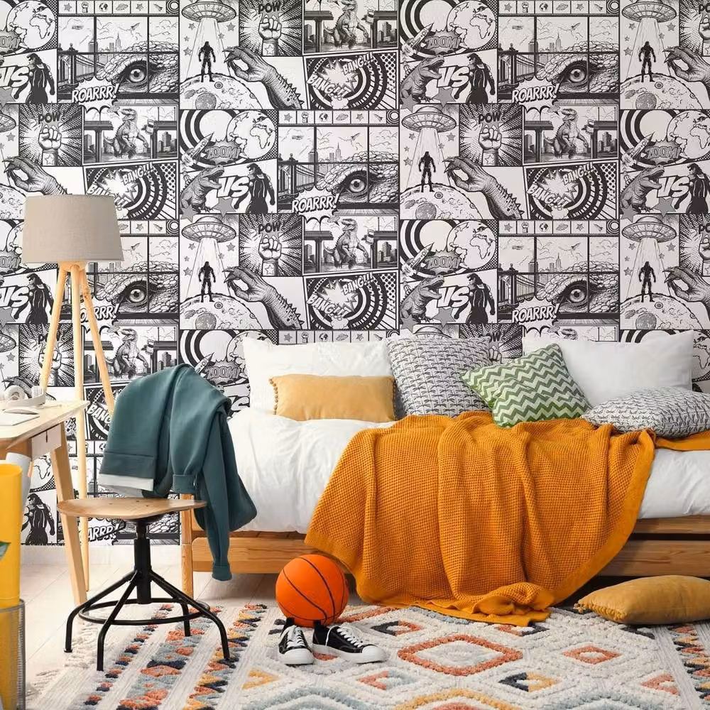 Holden Décor Comic Book Strip Textured Wallpaper in Black – 2
