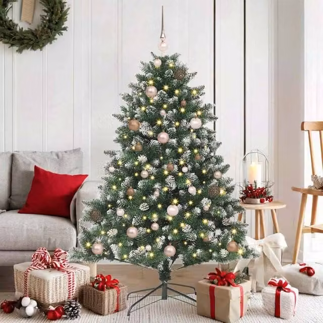 Berkfield Home Green Artificial Christmas Tree with Stand, W/D/H: 105 x 105 x 150 cm