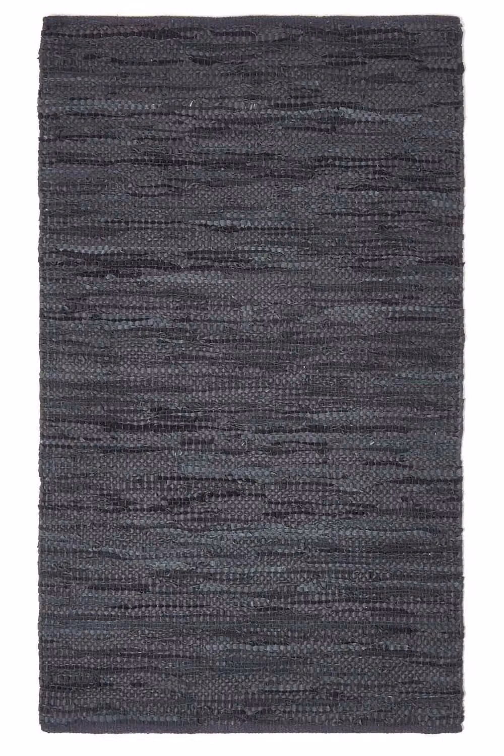 Homescapes Denver Black Woven Leather Rectangular Rug W: 150 cm, L: 240 cm – 2