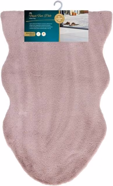 JVL Pink Faux Fur Pelt Rug, W: 60 cm, L: 90 cm