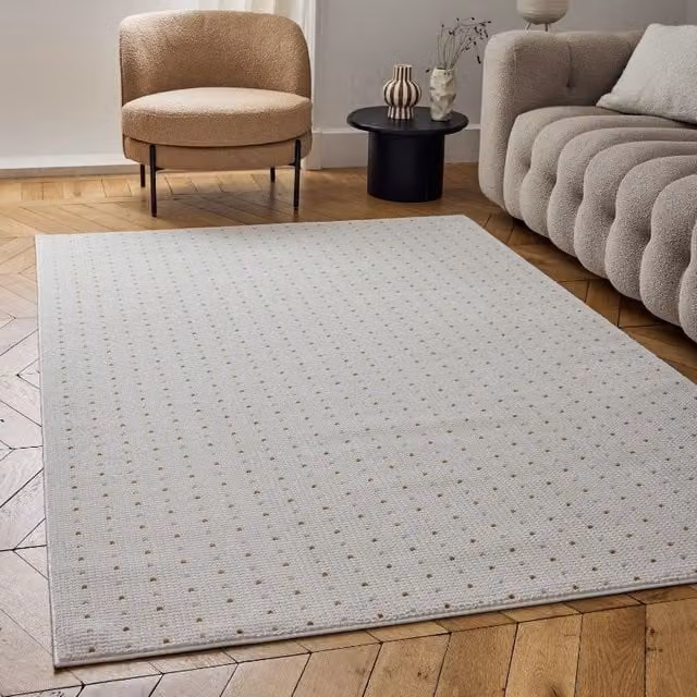 THE RUGS Carmel Modern Dotted Design Soft Pile Area Rug Runner in Gold W/D/H: 80 x 300 cm