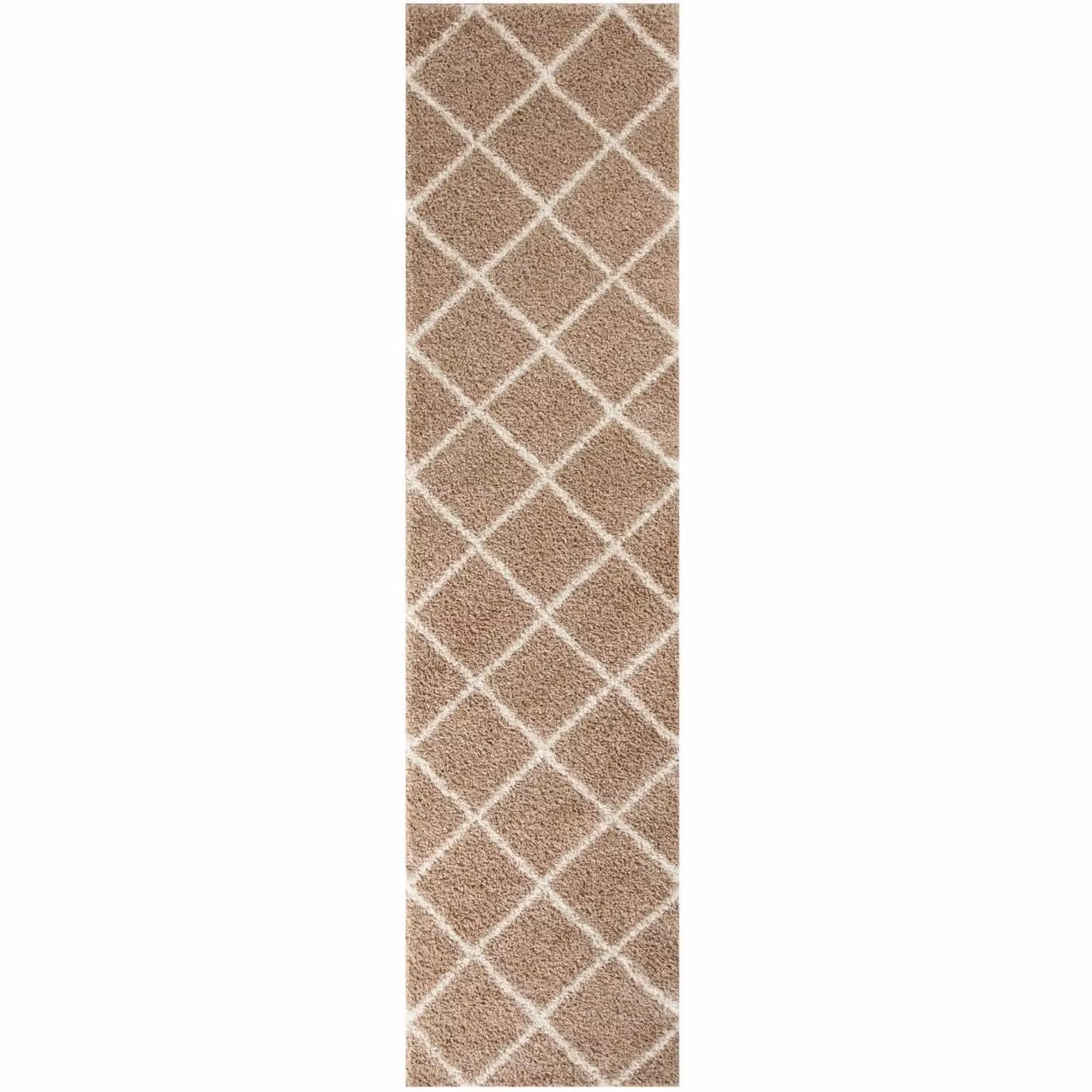 THE RUGS Moroccan Soft High Pile Shaggy Diamond Rug, W: 160 cm, D: 230 cm, Beige – 4