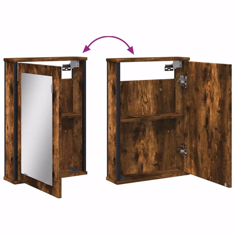 Berkfield Home Smoked Oak Bathroom Mirror Cabinet in Brown, W/D/H: 42 x 12 x 60 cm – 7