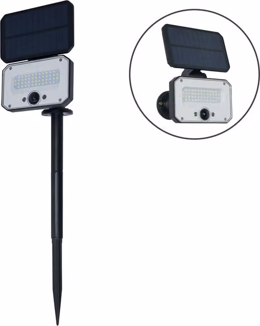 Sampson Solar LED Floodlight with Remote Control and Ground Spike, Black