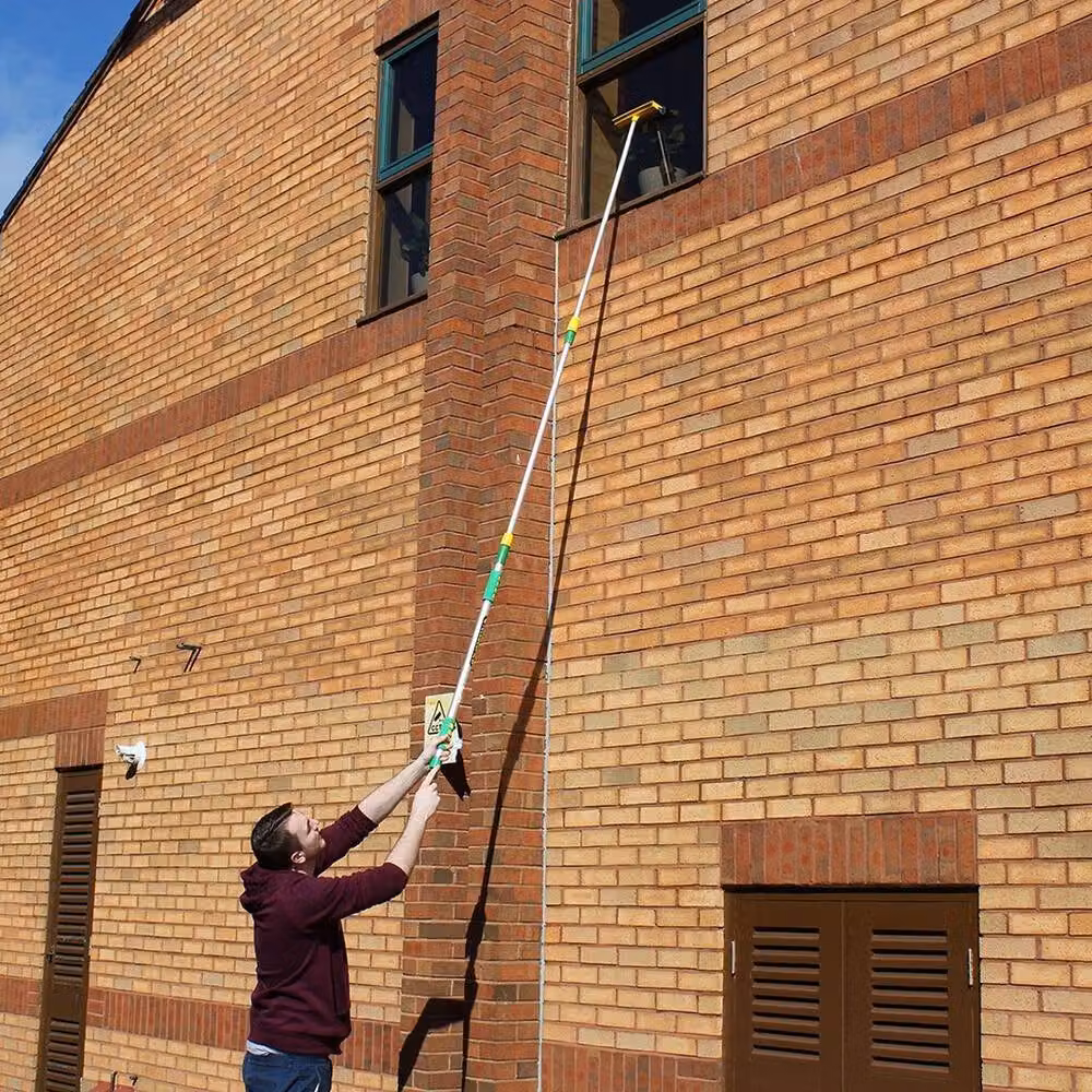 FLAVORA Silver 10ft Water Fed Telescopic Window Cleaning Pole with Squeegee and Telescopic Handle – 3