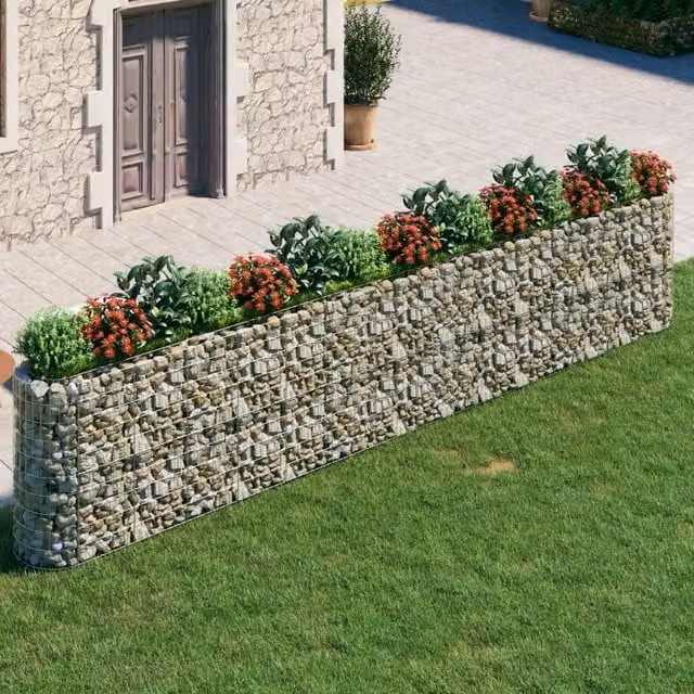 Berkfield Home Silver Galvanised Steel Stone Gabion Raised Bed, W/D/H: 540 x 50 x 100 cm – 1