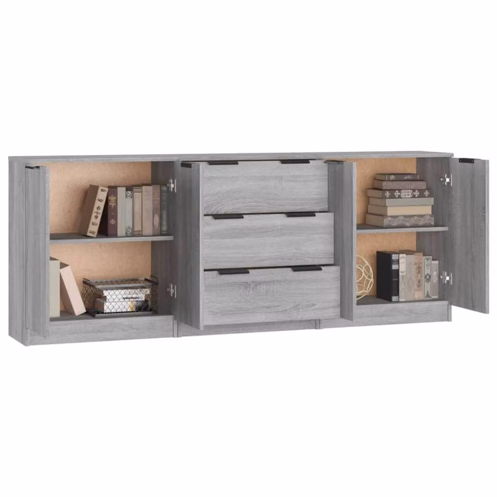 Berkfield Home 3 Piece Sideboard Set in Grey Sonoma Engineered Wood – 2
