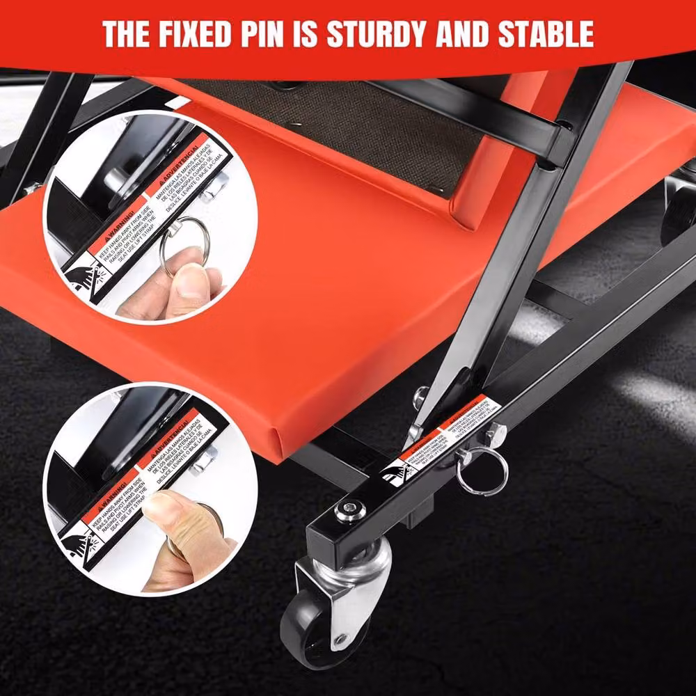 VOGREX 6-Wheel Padded Mechanics Creeper Trolley Stool in Red – 3