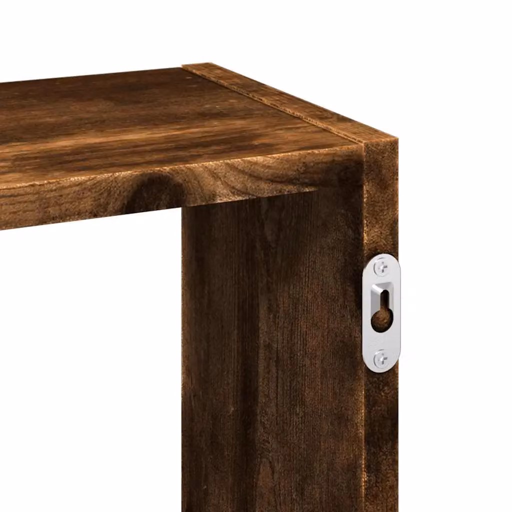 Berkfield Home Wall Mounted Smoked Oak Shelf in Brown, W/D/H: 159 x 18 x 66 cm – 4