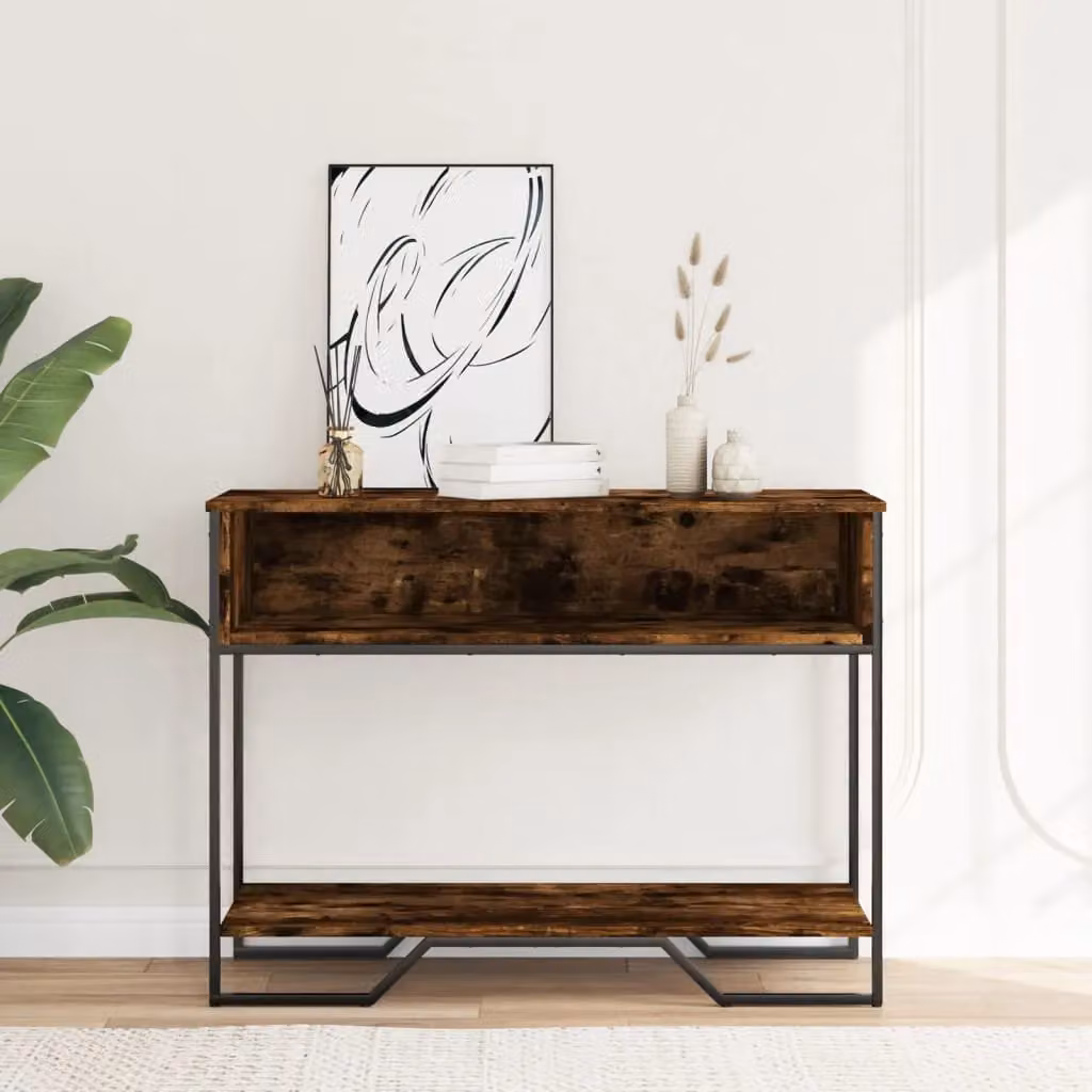 Berkfield Home Smoked Oak Console Table in Brown, W/D/H: 100 x 35 x 74.5 cm – 3