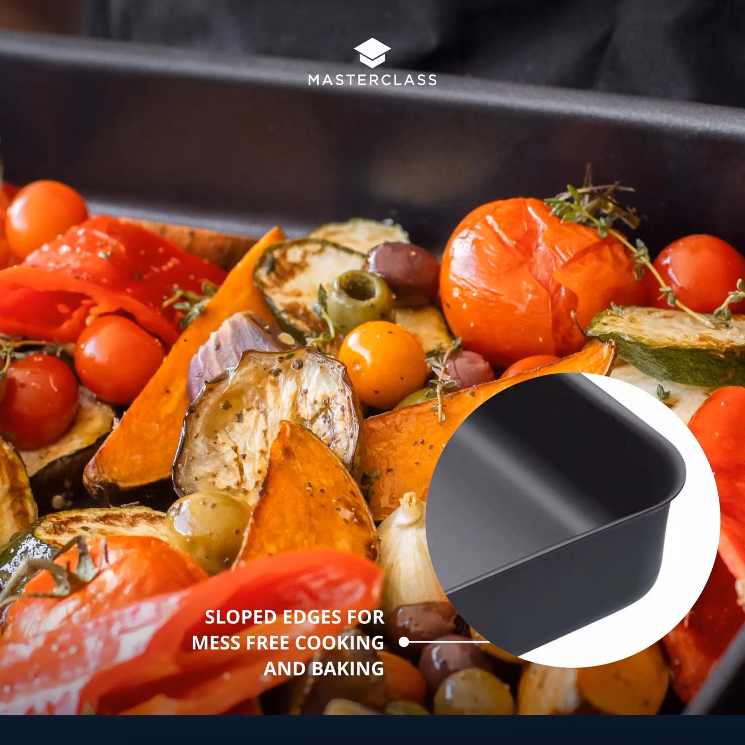 MasterClass Professional Non-Stick Hard Anodised Rectangular Roasting Pan, Black, W: 42 cm, D: 31 cm, H: 6.5 cm – 10