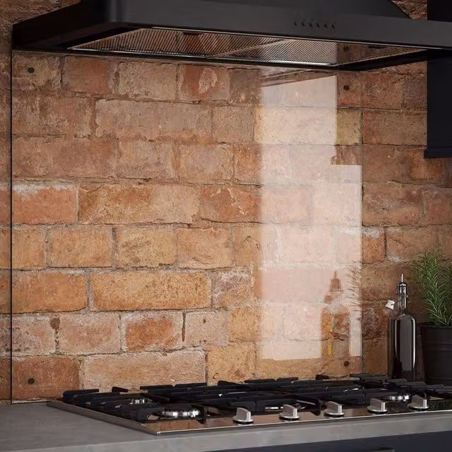 Generic Glossy Glass Kitchen Splashback, Silver and Transparent, W: 90.0 cm, H: 75.0 cm