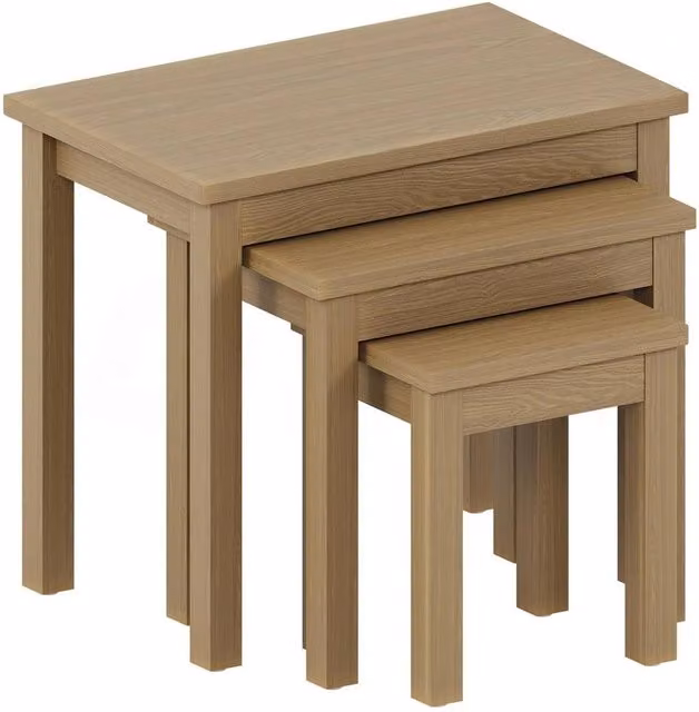 Havendro Set of 3 Wooden Nesting Coffee and Side Tables in Oak Brown and Sand