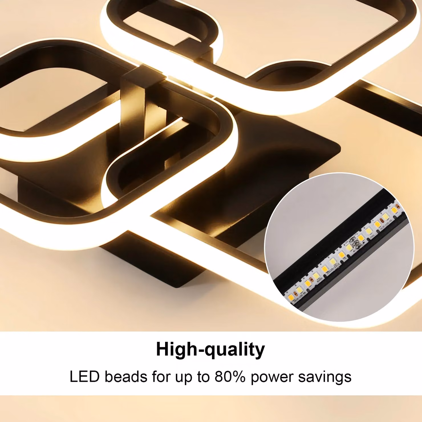 Pheashine 48W LED Ceiling Light in Black with Remote Control and Dimmable CCT Settings – 3