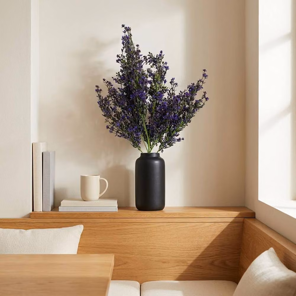 Leaf UK Purple Artificial Heather Flower Bush Stem, 75 cm – 3