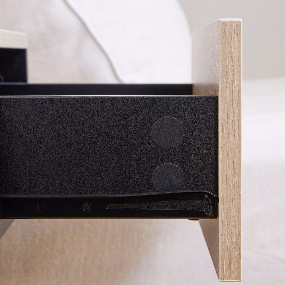 STILVORA Set of 2 Wall-Mounted Bedside Tables with Drawer and Shelf in Black – 7