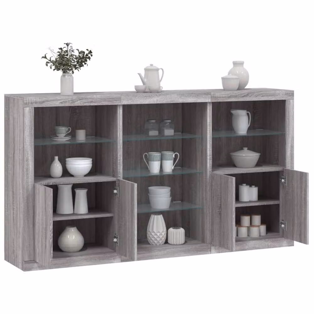Berkfield Home Modern Sideboard with Integrated LED Lights in Grey Sonoma, W: 181.5 cm, D: 37 cm, H: 100 cm – 2