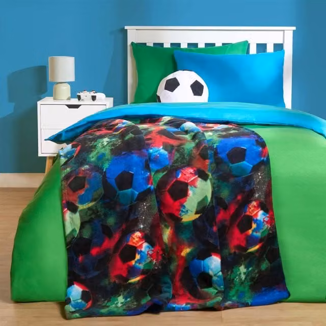 OHS Kids Football Fleece Throw in Blue and Multicolour