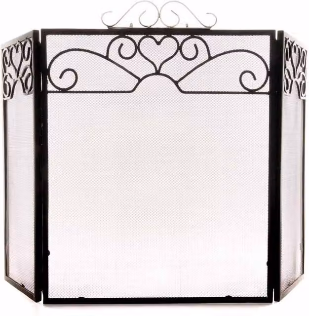 Lemon Pavilion Furniture and Decor Chrome Topped Three Fold Fire Screen, W: 98 cm, D: 23 cm, H: 65 cm, Black/Silver – 1