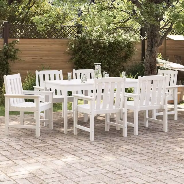 Berkfield Home Set of 6 Modern White Garden Dining Chairs, W/D/H: 55.5 x 55.5 x 88 cm