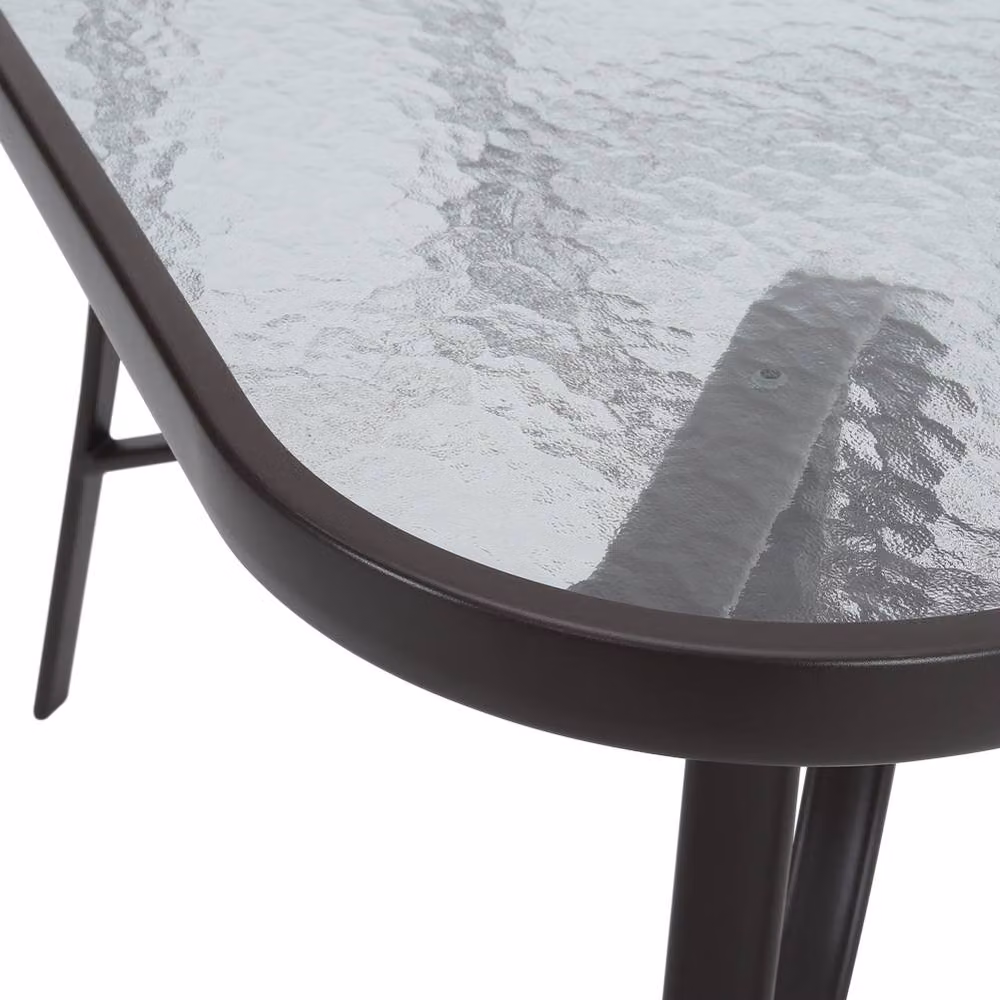Living and Home Modern Brown Tempered Glass Garden Dining Table – 5