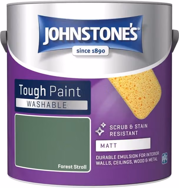 Johnstone's Washable Matt Emulsion Paint, Forest Stroll Green, 2.5L
