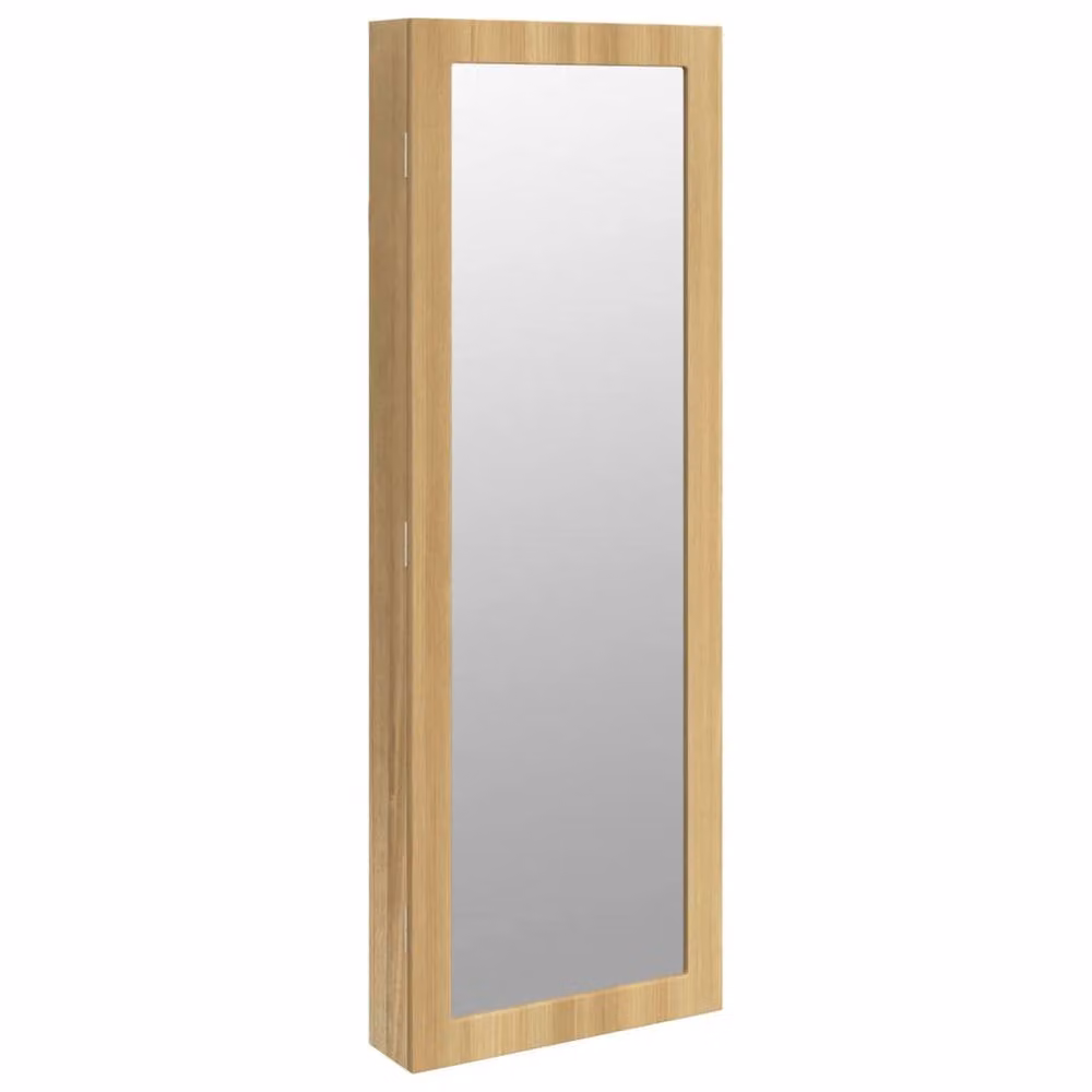 Berkfield Home Wall Mounted Mirror Jewellery Cabinet with LED Lights, Brown, H 106 x W 37.5 x D 10 cm – 2