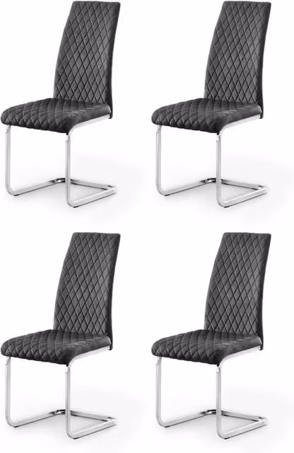 Cheshire Montero Elegant Velvet Cantilever Dining Chairs in Grey - Set of 4