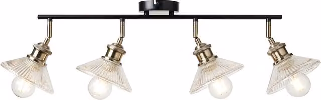 Litecraft Safie Industrial Style Adjustable Ceiling Spotlight Bar in Gold/Brass