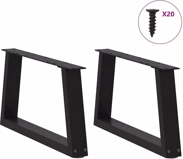 Berkfield Home Modern V-Shape Dining Table Legs, 2 Piece Set, Black Steel, H 50 cm x W 30-31.3 cm – 1