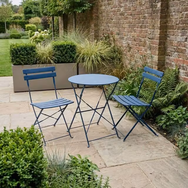 Scottish Everlastings Ltd Blue Vintage Metal Bistro Set with Round Folding Top, W/D/H: 60 x 60 x 71 cm – 1