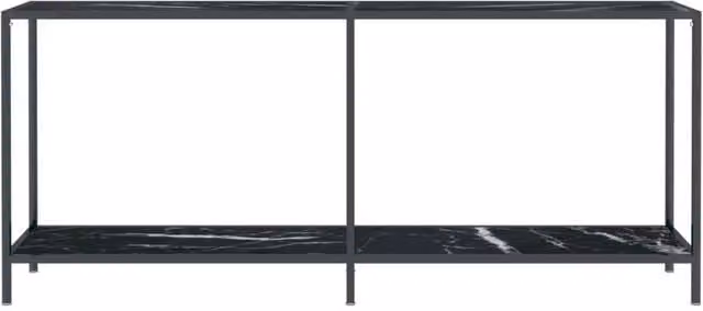 Berkfield Home Stylish Black Console Table with Tempered Glass, W: 180 cm, D: 35 cm, H: 75.5 cm