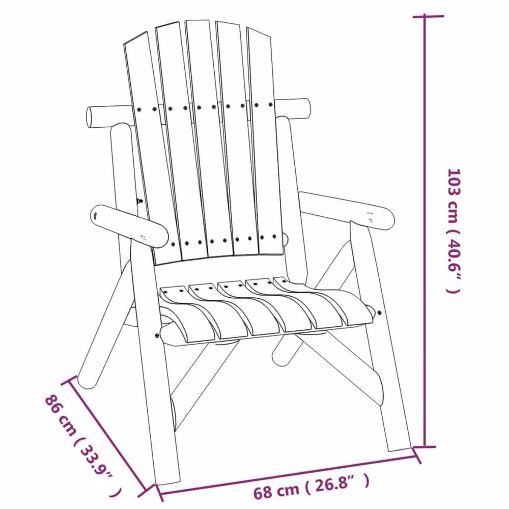 Berkfield Home Beautiful Garden Chair in Brown Solid Spruce Wood, W/D/H: 68 x 86 x 103 cm – 5