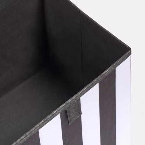 OHS Set of 2 Stripe Print Fabric Cube Storage Boxes in Black and White, W/D/H: 27.0 x 27.0 x 27.0 cm – 4