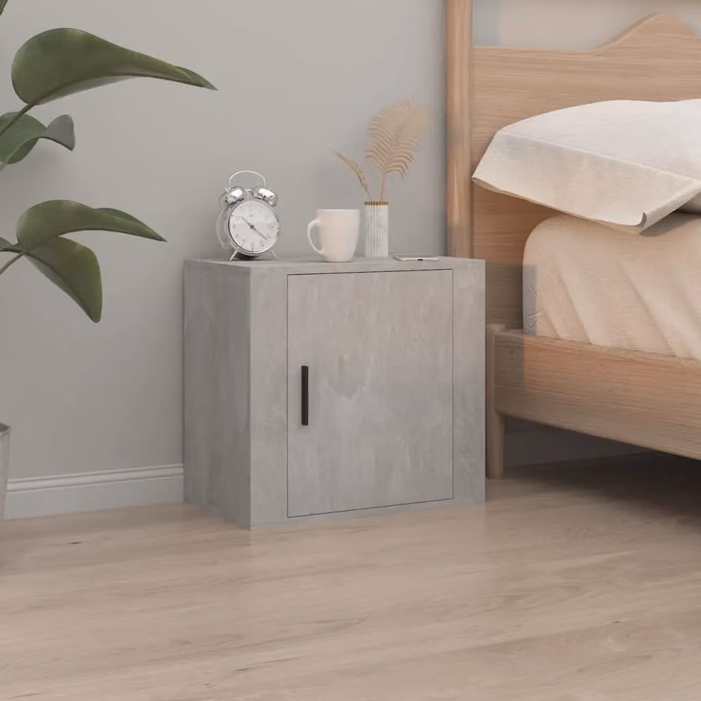 Berkfield Home Wall-mounted Bedside Cabinets, 2 Pack, Concrete Grey, W: 50 cm, D: 30 cm, H: 47 cm – 2