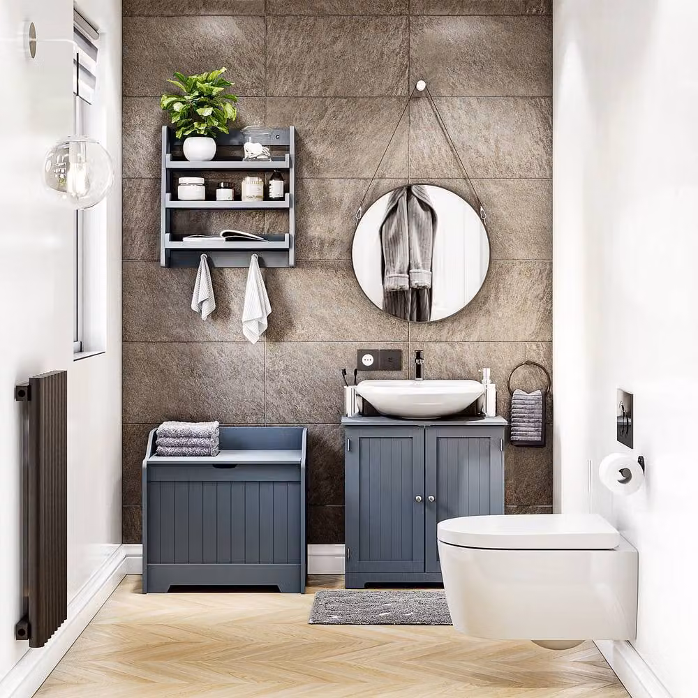 HD Designs Modern Matt Grey Freestanding Laundry Chest and Bathroom Storage Unit – 3