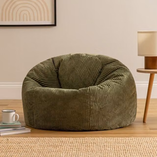 icon Kingston Corduroy Bean Bag in Green with EPS Polystyrene Filling – 1