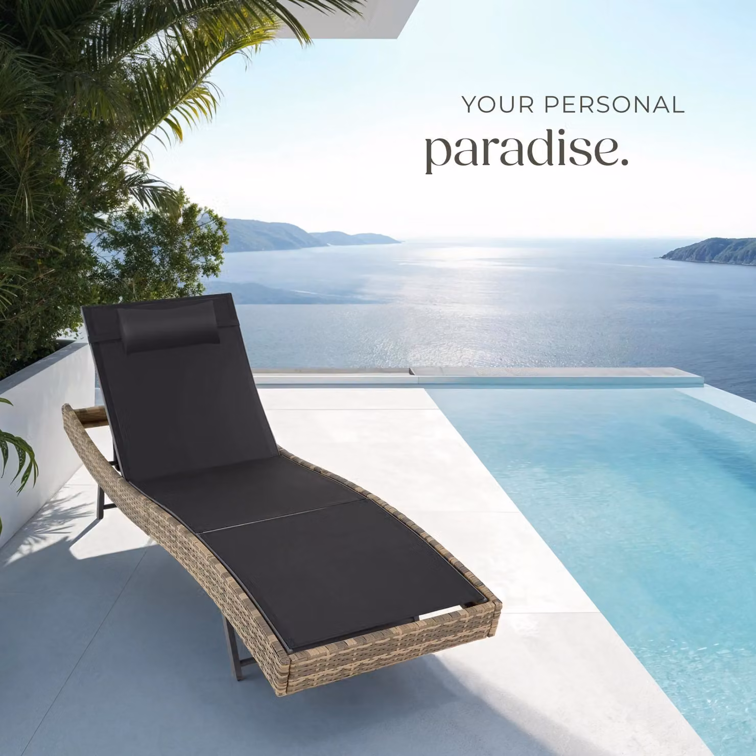 tectake Moana 1 Seater Sun Lounger in Beige Rattan and Plastic – 8