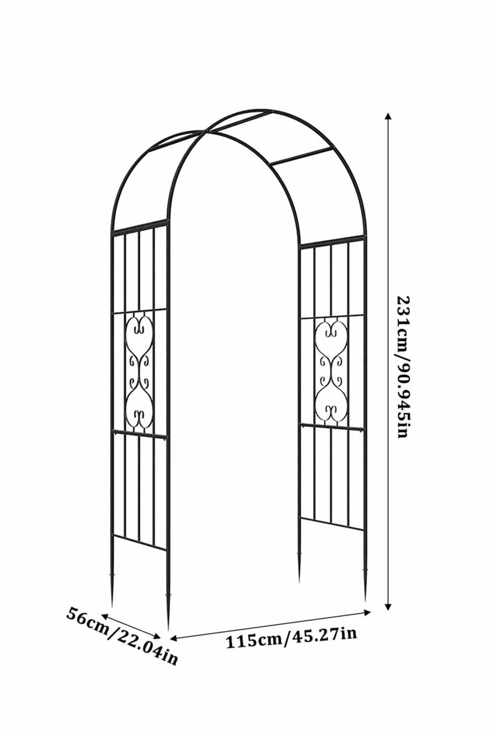 Garden Sanctuary Black Metal Garden Arch Climbing Frame W/D/H: 115 x 56 x 231 cm – 3