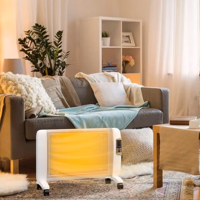 HOMCOM White Mica Electric Convector Space Heater with Remote Control and Thermostat – 1