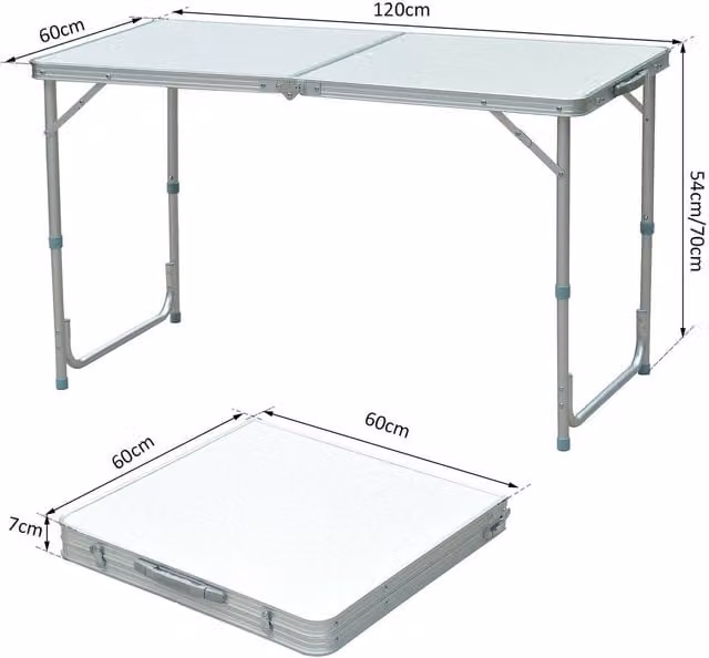 Outsunny Silver Metal Outdoor Folding Table
