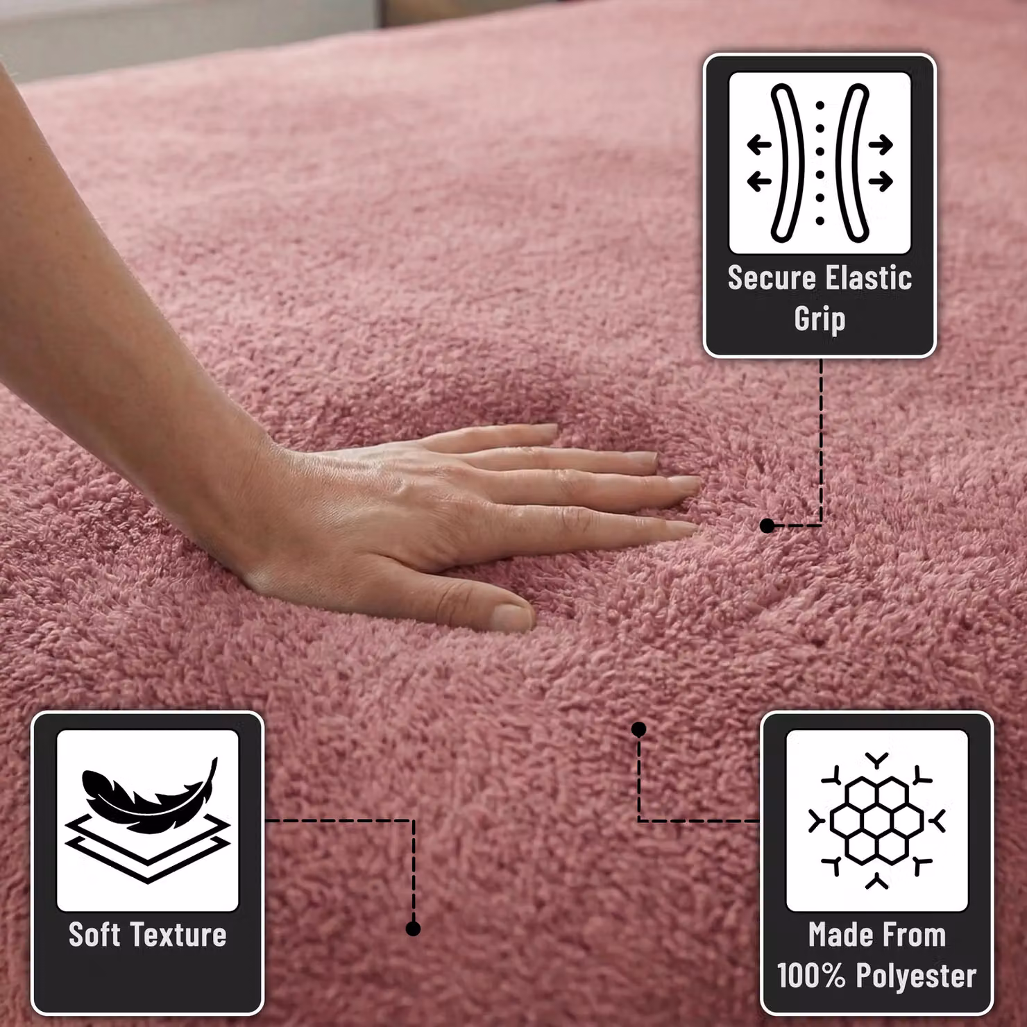 Smart Living Teddy Bear Fleece Fitted Sheet, Pink, W/D/H: 90 x 200 cm – 2