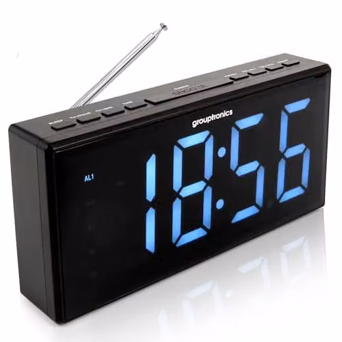 Denver Large Digit Digital Alarm Clock Radio with FM Radio and Brightness Control in Black – 10