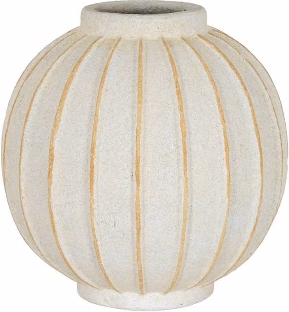 KDMD Grove Globe Ceramic Vase in White for Tabletop Floral Arrangements
