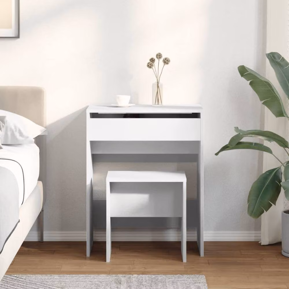 Berkfield Home Dressing Table and Stool in White, W/D/H: 60 x 40 x 113.5 cm – 2